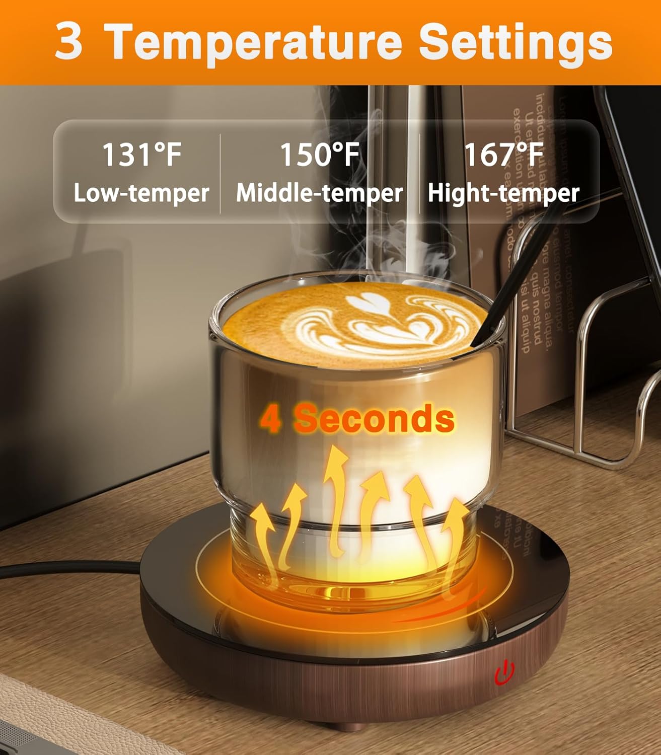 Coffee Mug Warmer with Gravity Sensor, Mug Warmer for Desk with LED Light, 3 Temp Settings & 6H Auto Shut Off Coffee Warmer, Electric Candle Warmer Plate for Beverage, Coffee, Tea, Milk