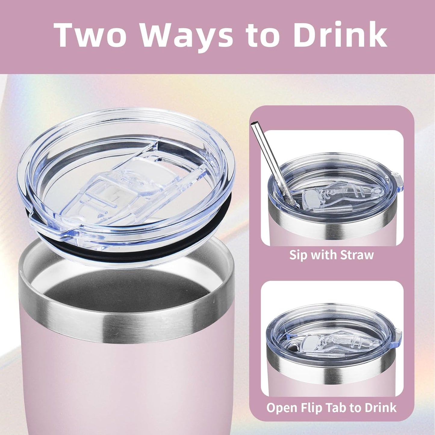 MEZMUT 1 Pack 20oz Insulated Coffee Tumbler with Lid and Straw Double Wall Vacuum Insulated Cup Stainless Steel Travel Mugs Leakproof Powder Coated Tumbler for Indoor Outdoor(Lavender)