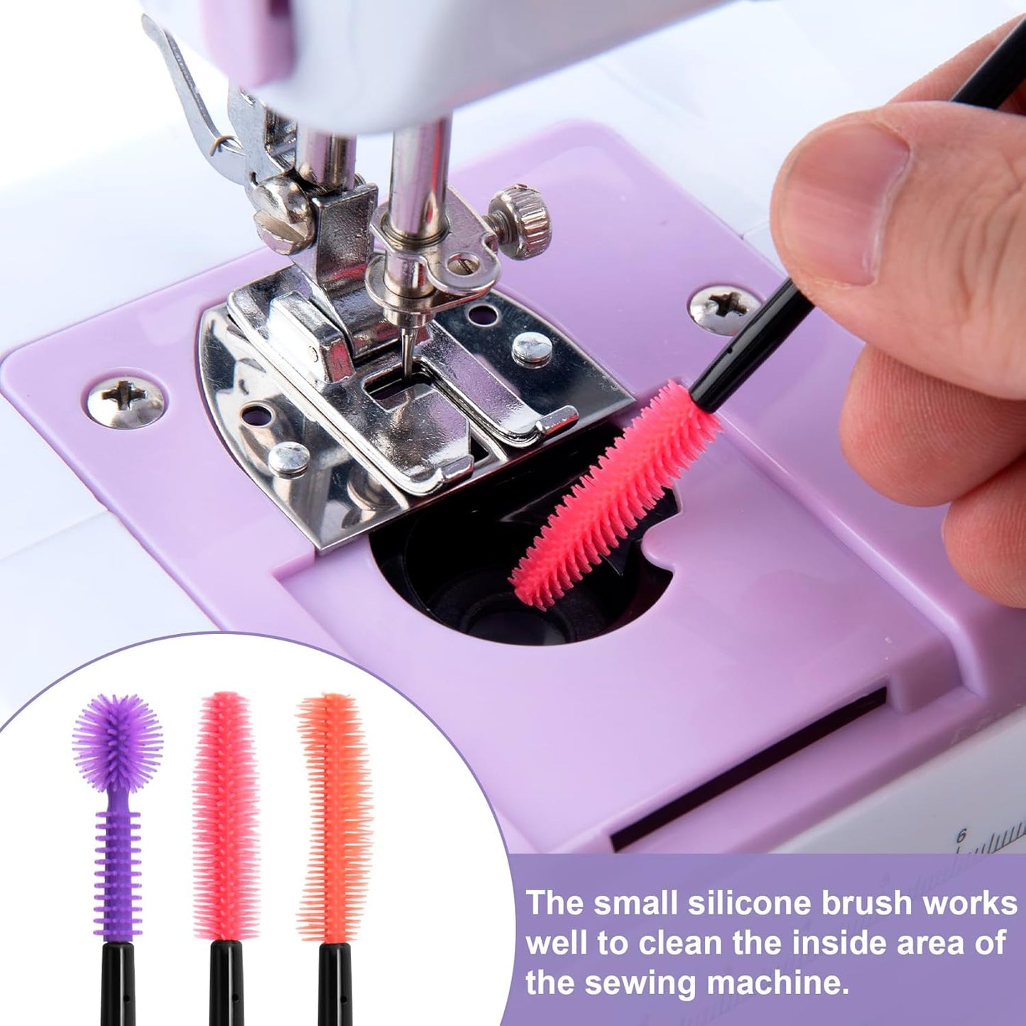 OIIKI 9pcs Crevice Cleaning Brushes, Silicone Nook & Cranny Brushes, Orange, Purple, Red