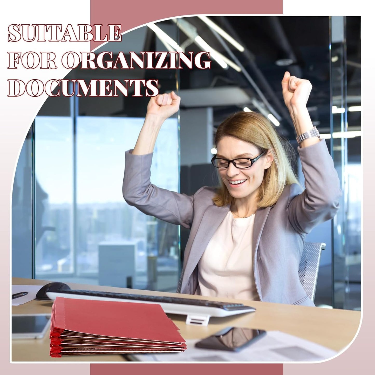 36 Pcs Classification Folders Letter Size, Back to School Supply for Teacher, Student, 3 Dividers Pressboard File Folder Bulk with 2 Fasteners, 3.5 Inch Expanding File Organizer (Red)