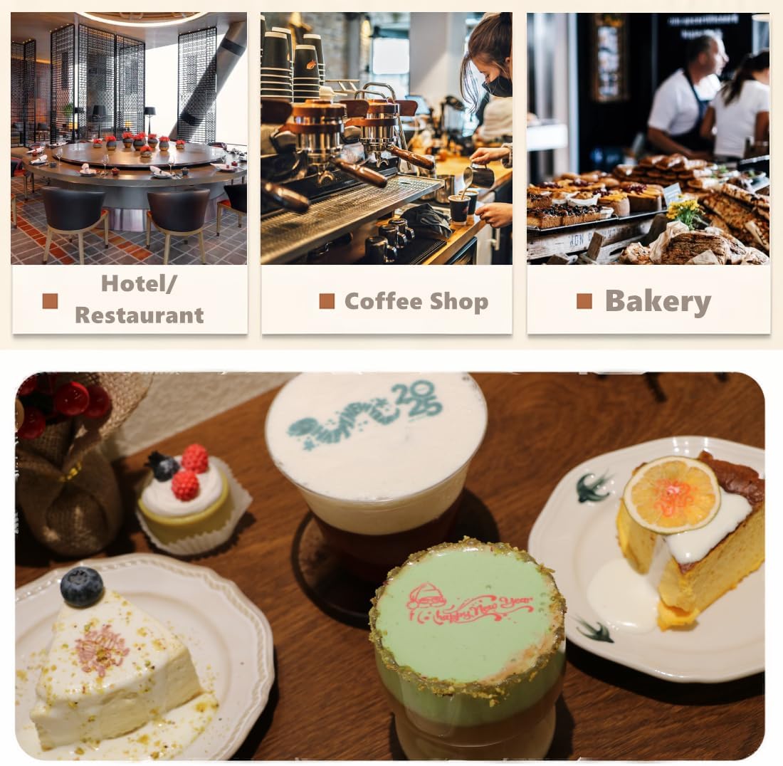 LLRH Latte Art Food Printpen DIY Image for Coffee Beer Cocktails Macaron Cookie, Bluetooth, for Home, Small Shops (Red)