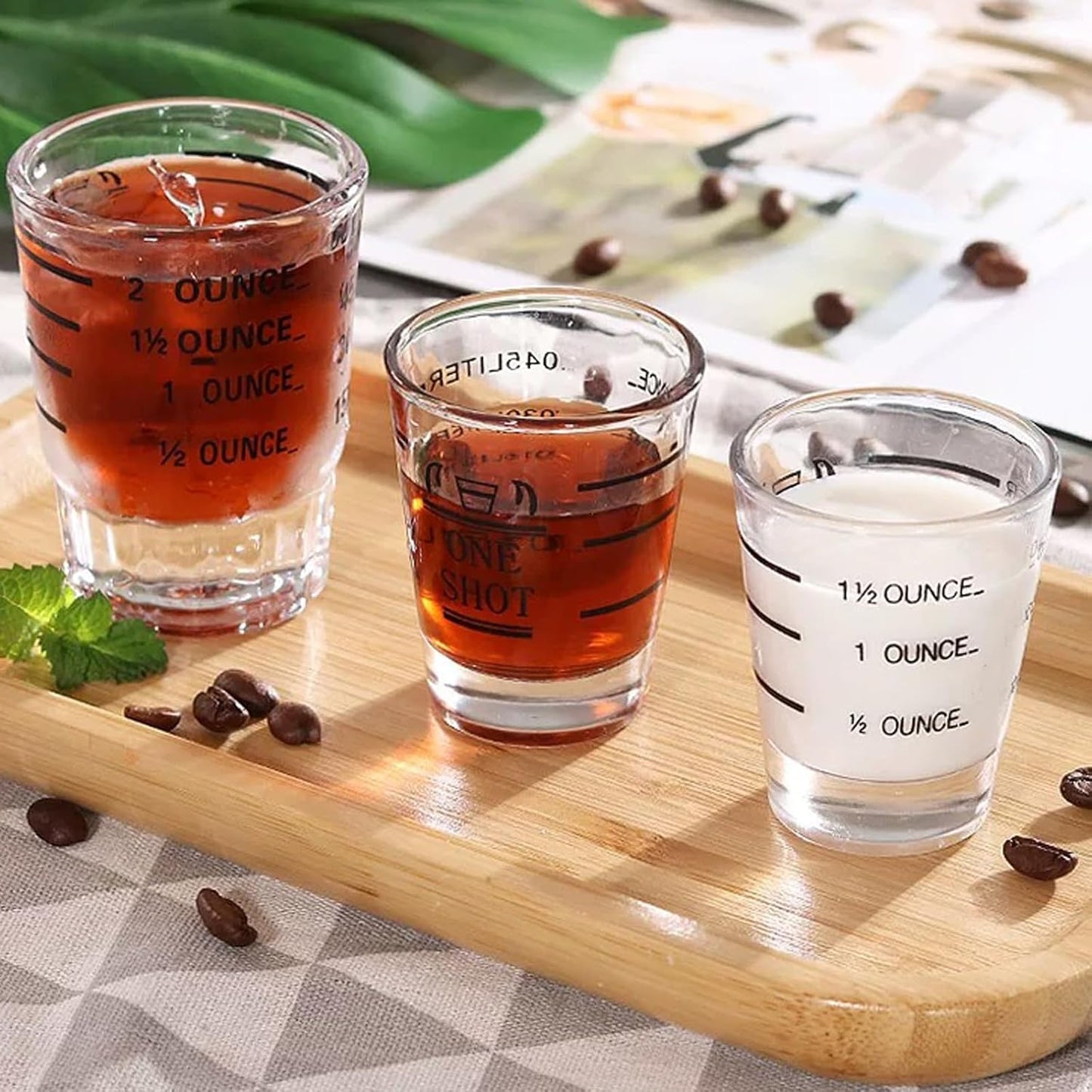 Shot Glasses Measuring cup Liquid Heavy Glass Wine Glass Espresso Shot Glass 1.5OZ/45ML (2 pack-45ml)