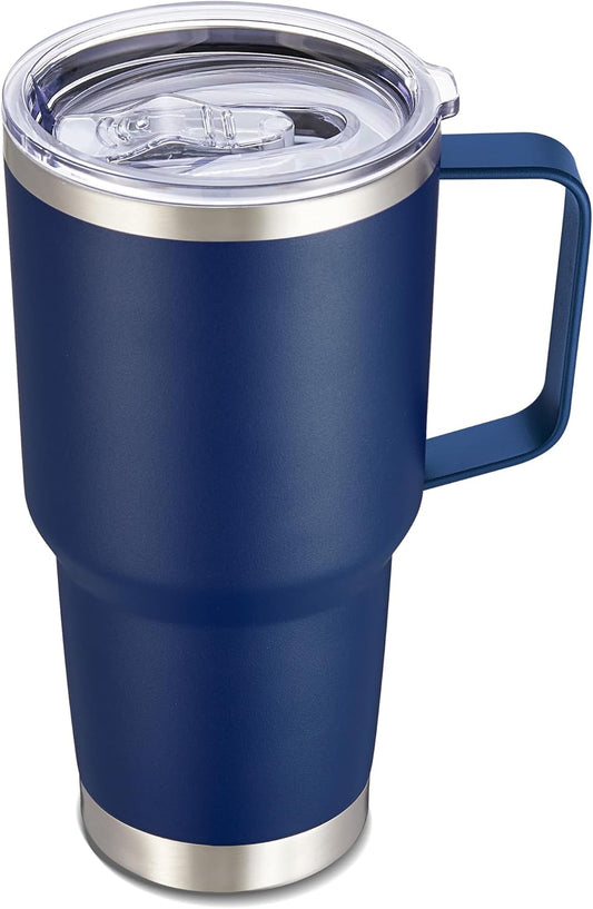 30 oz Tumbler with Handle and Lid, Stainless Steel Tumblers Double Wall Vacuum Insulated Travel Mug Leak Proof Cup Keep Drinks Cold and Hot Navy, 1 Pack