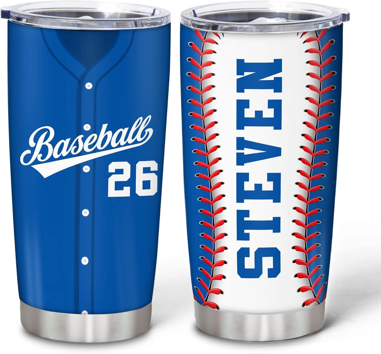 Hyturtle Personalized Baseball Tumbler Baseball Players Design Stainless Steel Double Walled Vacuum Insulated Tumblers 20oz30oz Coffee Travel Mug Cup Christmas Gift For Men Boys Friends Dad Sports Fan