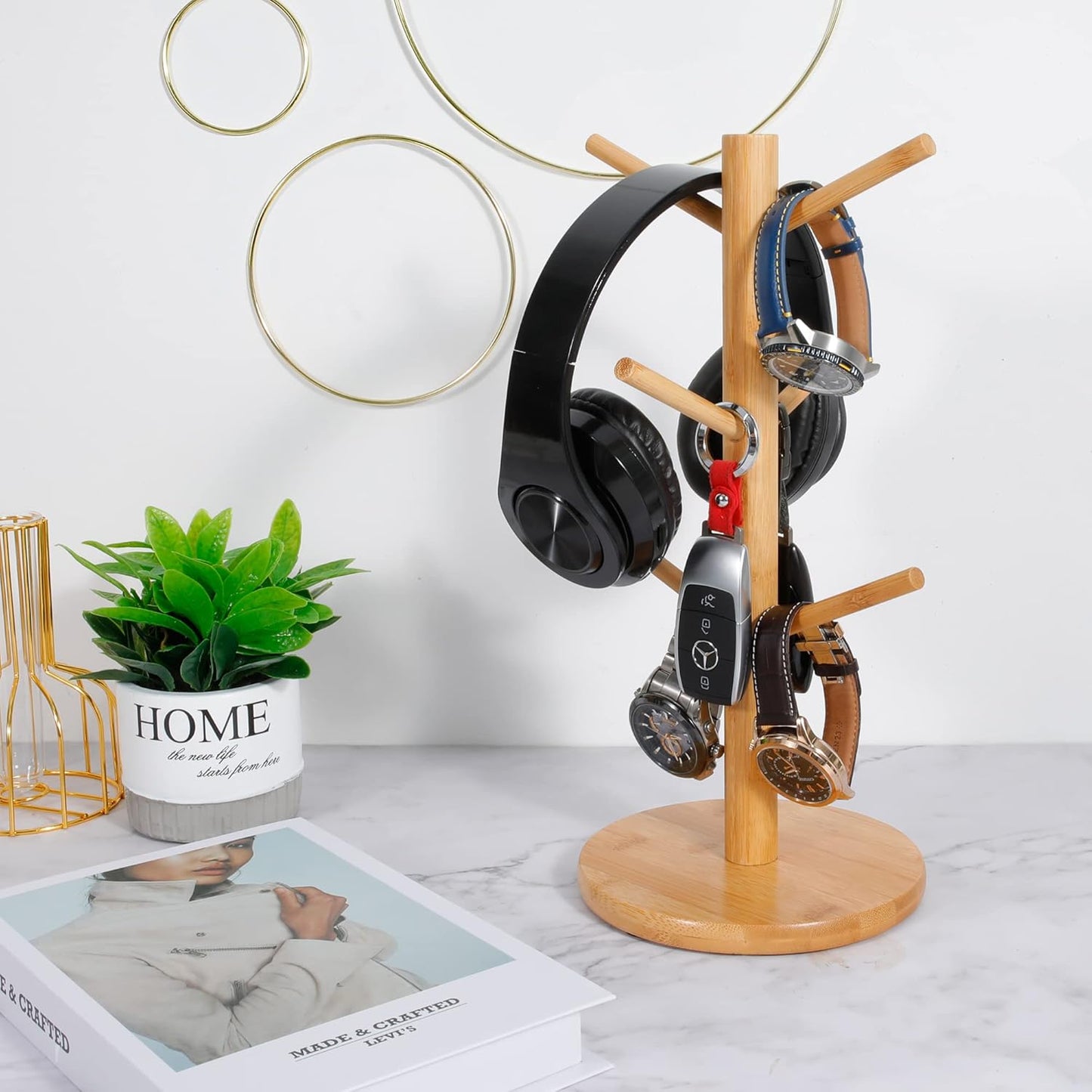 MyLifeUNIT Mug Holder Tree, Coffee Cup Holder with 6 Hooks (Yellow)