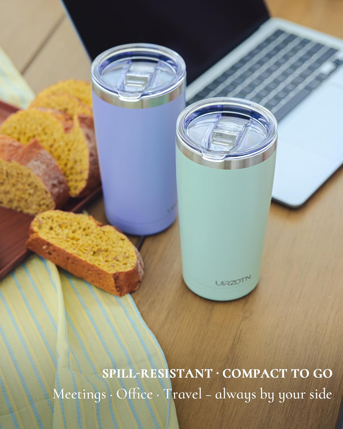 Travel Coffee Tumbler 20oz, Leakproof Travel Coffee Mug with Lid and Straw, Stainless Steel Double Wall Vacuum Insulated Tumbler for Hot/Iced Drinks (Textured Matte, Periwinkle)