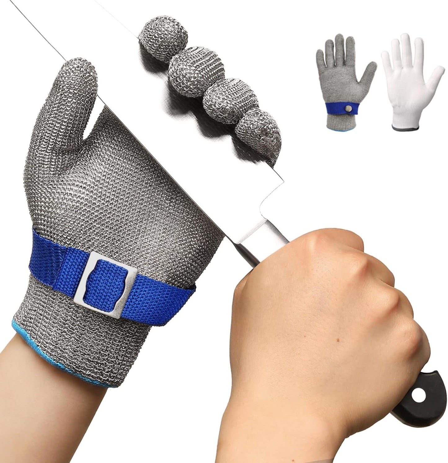 Schwer ANSI A9 Cut Resistant Glove, Food Grade Stainless Steel wire Mesh Metal Gloves, Knife Cutting Gloves for kitchen Mandoline Slicing Butcher Meat Cutting Oyster Shucking Fish Fillet（L, 1 PCS）