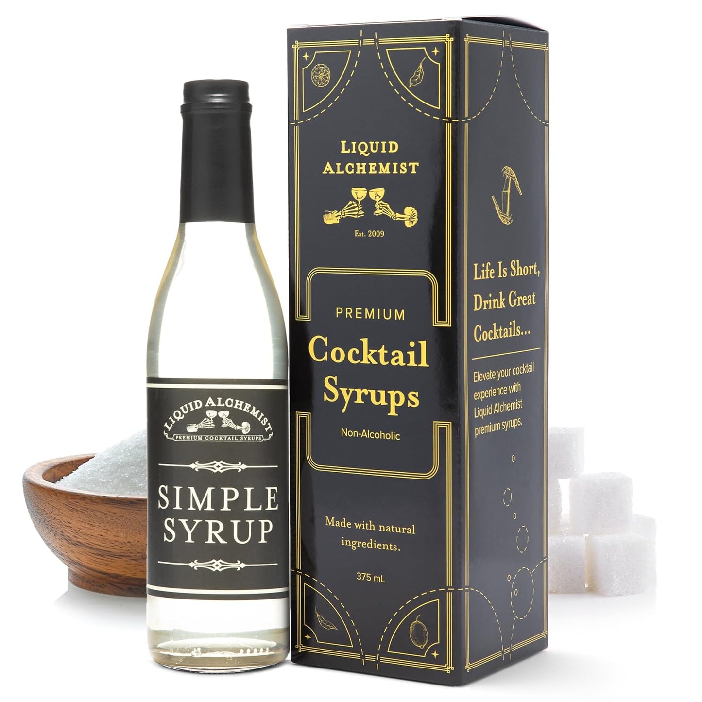 Liquid Alchemist Simple Syrup for Cocktails - Real Ingredients Make our Simple Sugar Syrup the Perfect Old Fashioned Mix - Our Drink Mix is Non-GMO Gluten Free & Vegan (12 oz)
