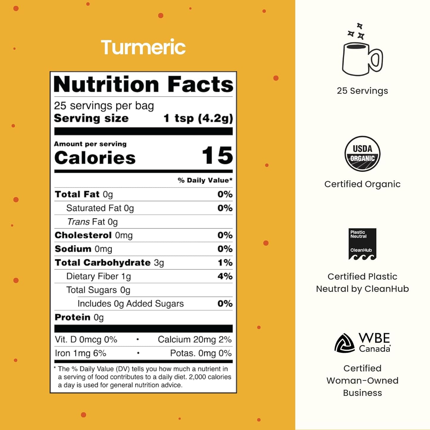 Blume Superfoods Latte - Turmeric Powder and Ginger Powder - Golden Milk, Cardamom, Ginger Root, Caffeine Free, Sugar-Free, Organic - Vegan, Keto Friendly, Gluten-Free - 25 Servings