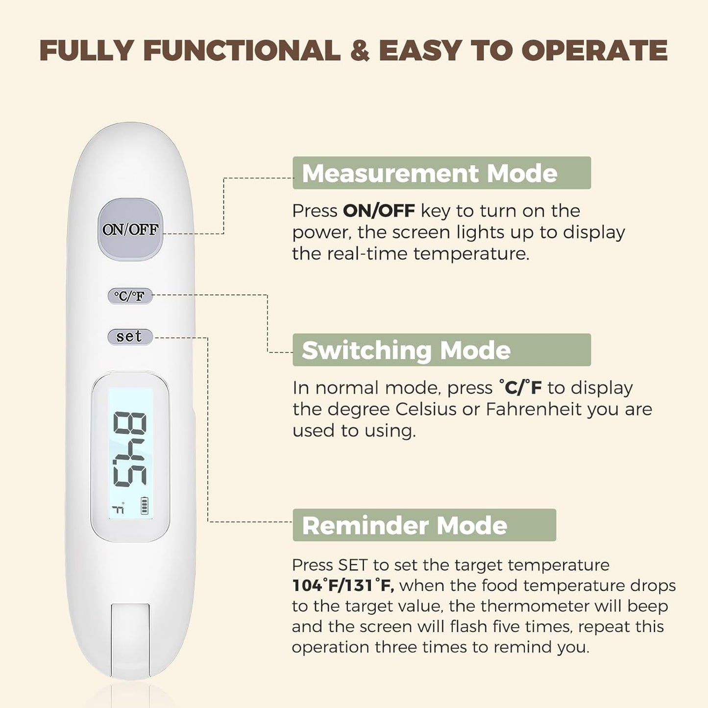 Meat Thermometer Digital - Instant Read Food Thermometer for Cooking Grilling Air Fryer Griddle Probe Kitchen Gadgets Essentials BBQ Grill Smoker Oil Fry Candy Turkey Instant Read Thermometer