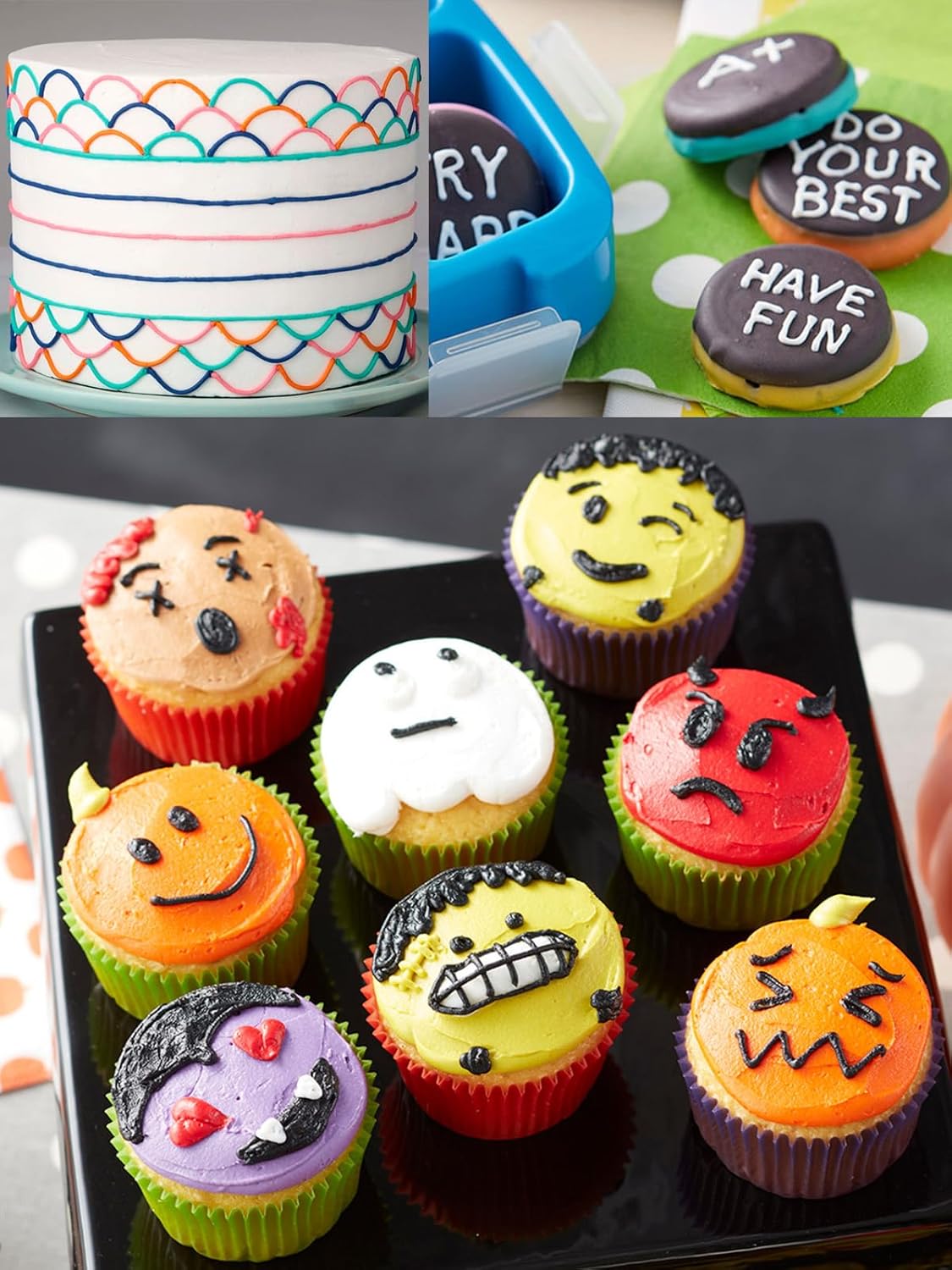 #2 Piping Tip and Bag Set – 3 Fine Round Tips & 20 Disposable 8-Inch Pastry Bags for Lettering, Outlines & Detail Work