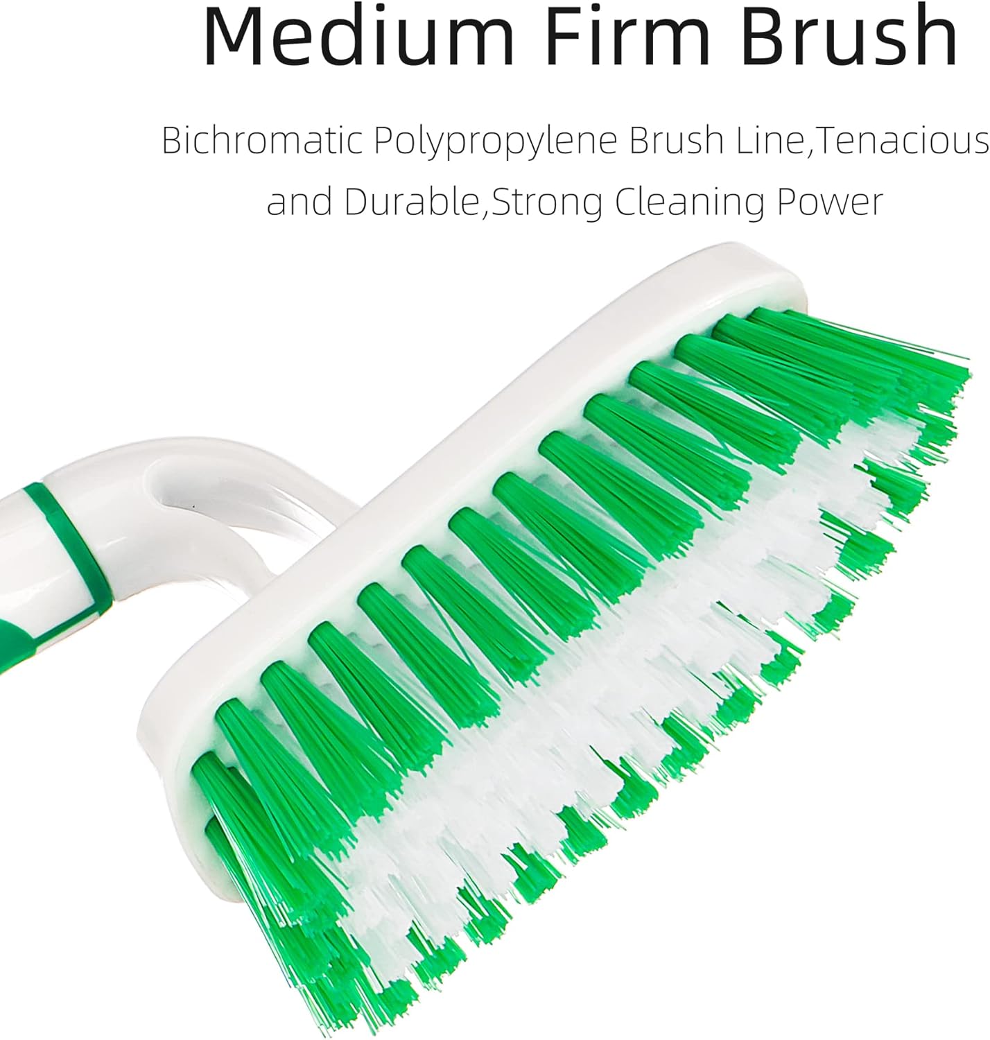 2-Pack Scrub Brush for Cleaning with Long Handle,Medium Firm Brush Bathroom Cleaning Supplies and Bathtub Cleaner and Shower Cleaning Brush,Multi-Scene Use for Kitchen or Carpet Brush,White&Green