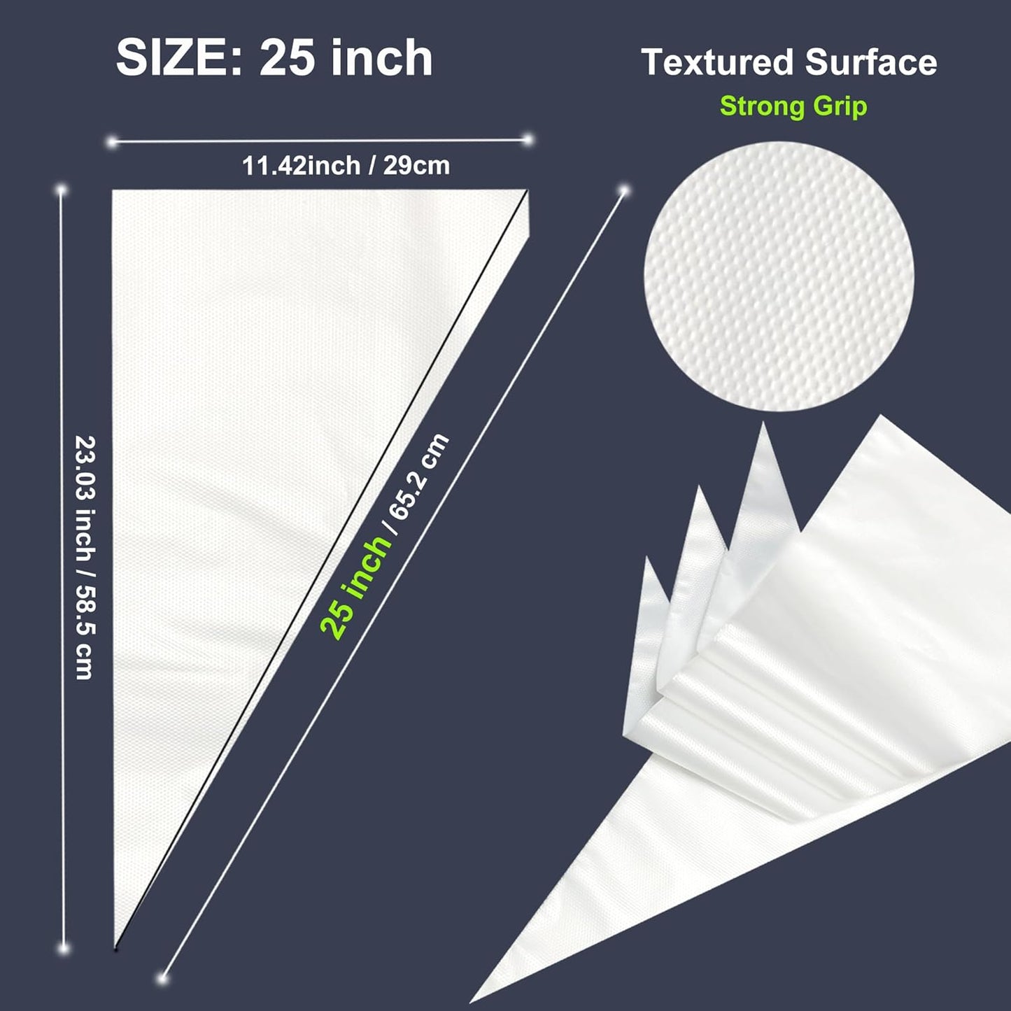 25 Inch Extra Large Piping Bags, AMBESTAR 100 Pieces Thick Disposable Anti Burst Icing Bags, Heavy Duty Icing Piping Bags Chocolate Royal Cupcake Cream Frosting Decorating Baking Supplies