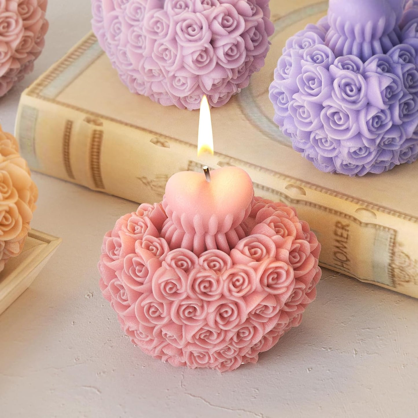 Rose Flower Heart Peony Resin Casting - Resin Casting Silicone Molds for Home Decor & Candle Making Wave Spiral Mold
