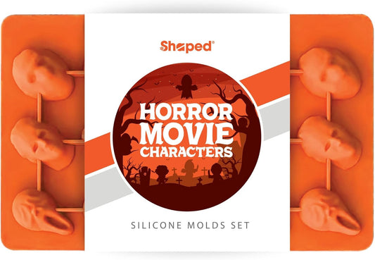 ShapedIceMolds Horror Movie Character Molds – Halloween Silicone Molds for Chocolate, Candy, Resin, Crafts – 3D Scary Film Icons for Party Treats & DIY Decor (Orange)