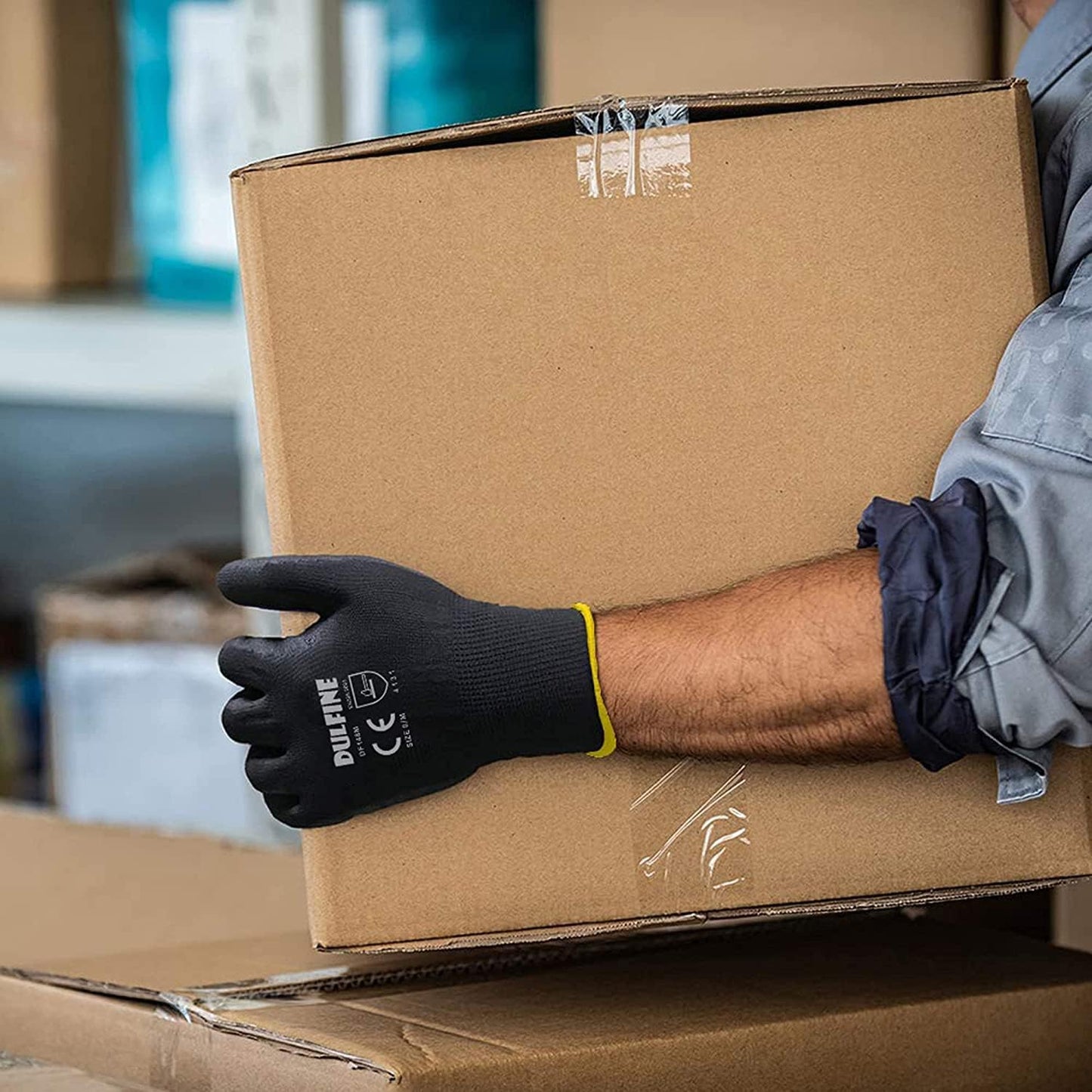 DULFINE Ultra-Thin PU Coated Work Gloves-60 Pairs,Excellent Grip,Nylon Shell Black Polyurethane Coated Safety Work Gloves, Knit Wrist Cuff,Ideal for Light Duty Work. (Small)