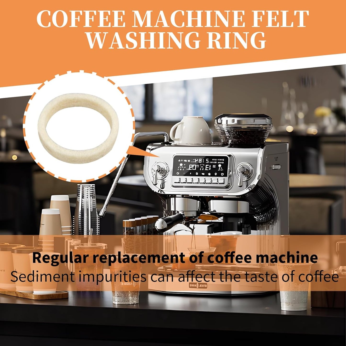 Felt Washer Replacement Compatible with Breville Espresso Machine Grinders,10 Pcs in a Pack Burr Coffee Grinder, Made of Wool, Strong Density and Durability