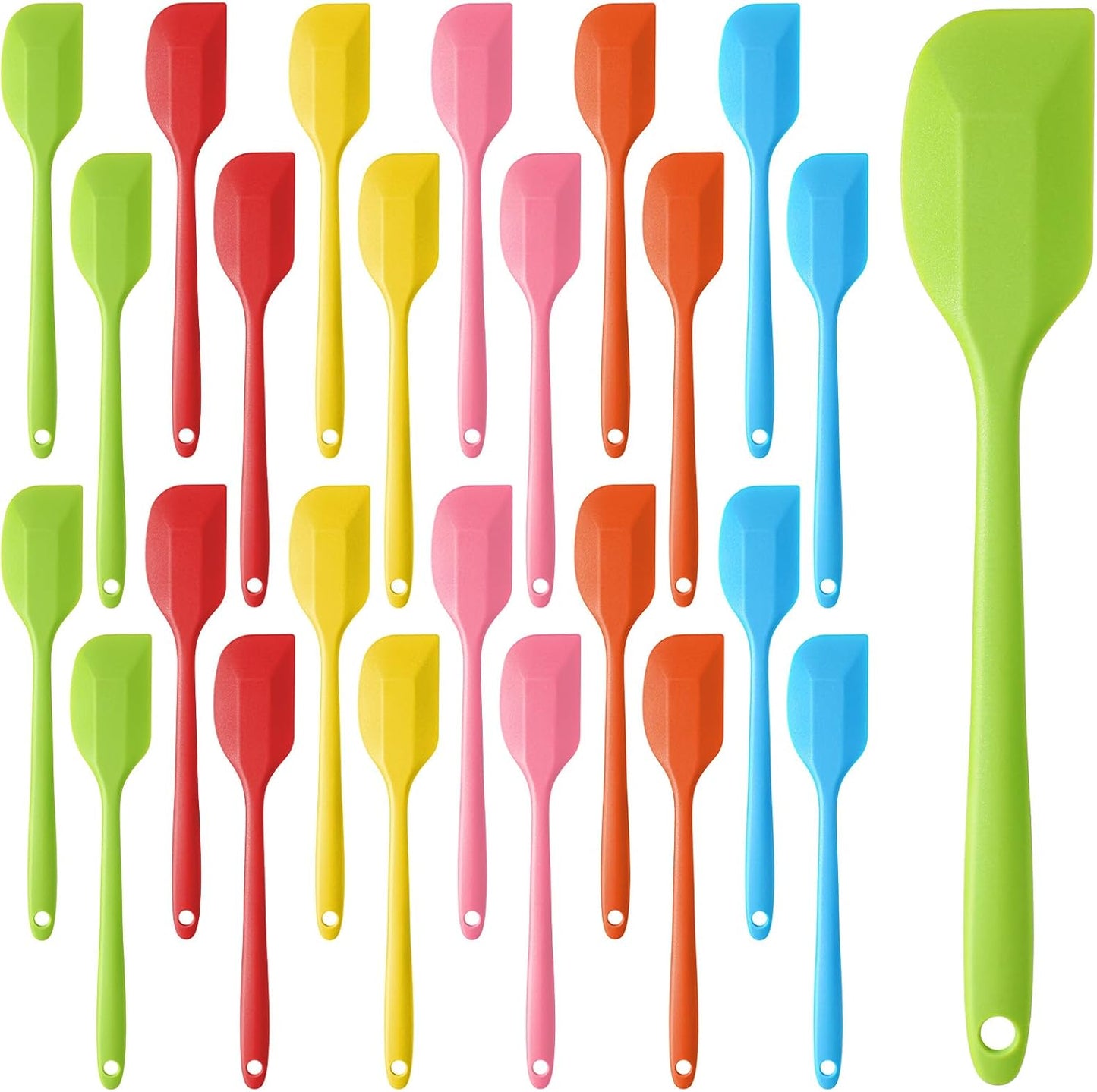 24 Pieces Small Silicone Spatulas, 8.3 inch Heat-Resistant Scrapers Rubber with Stainless Steel Core Baking Mixing Tool Seamless Spatula for Kitchen Cooking Cake Cream (6 Colors)