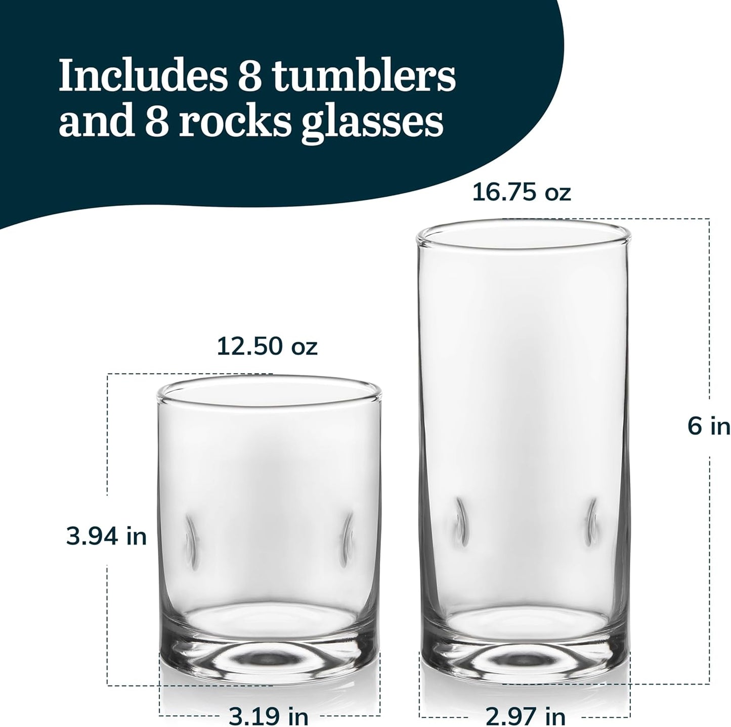Libbey Impressions 16-Piece Tumbler and Rocks Glass Set