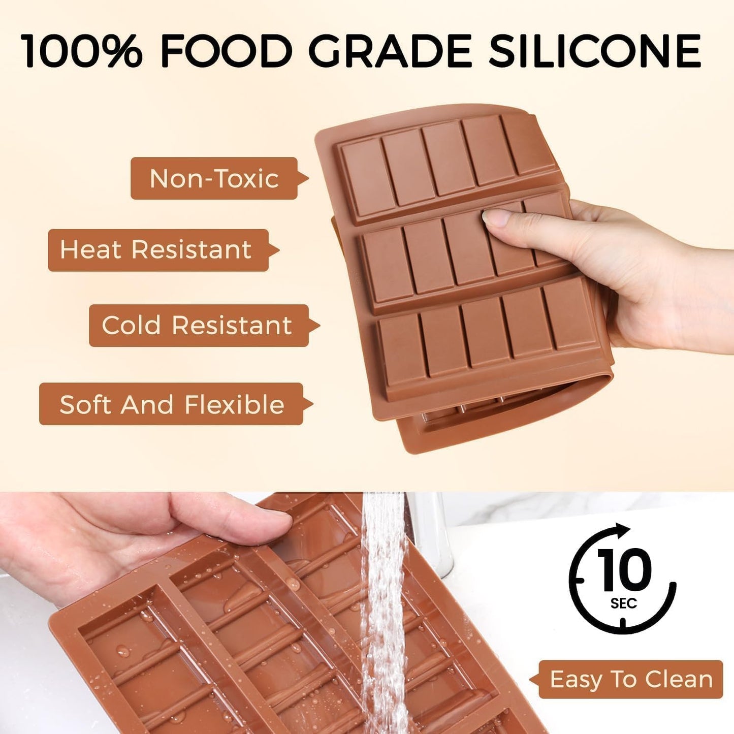 Chocolate Molds - Non-Stick Chocolate Bar Mold, Break Apart Chocolate Mold Food Grade Deep Mold For Tabs Chocolate Milk Snacks