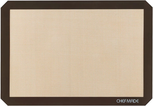 CHEFMADE 17-Inch Silicone Baking Mat with Measurements, Non-stick Heat Resistant Rolling Dough Mat, for Pastry,Pizza, Fondant and Pie Crust Making 11.7" x 16.7" (Brown)