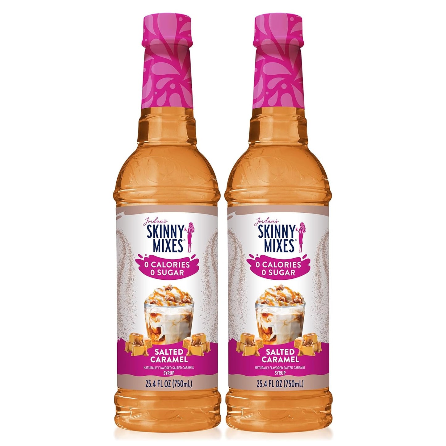 Jordan's Skinny Syrups Salted Caramel, Sugar Free Flavoring Syrup, 25.4 Ounce Bottle (Pack of 2)