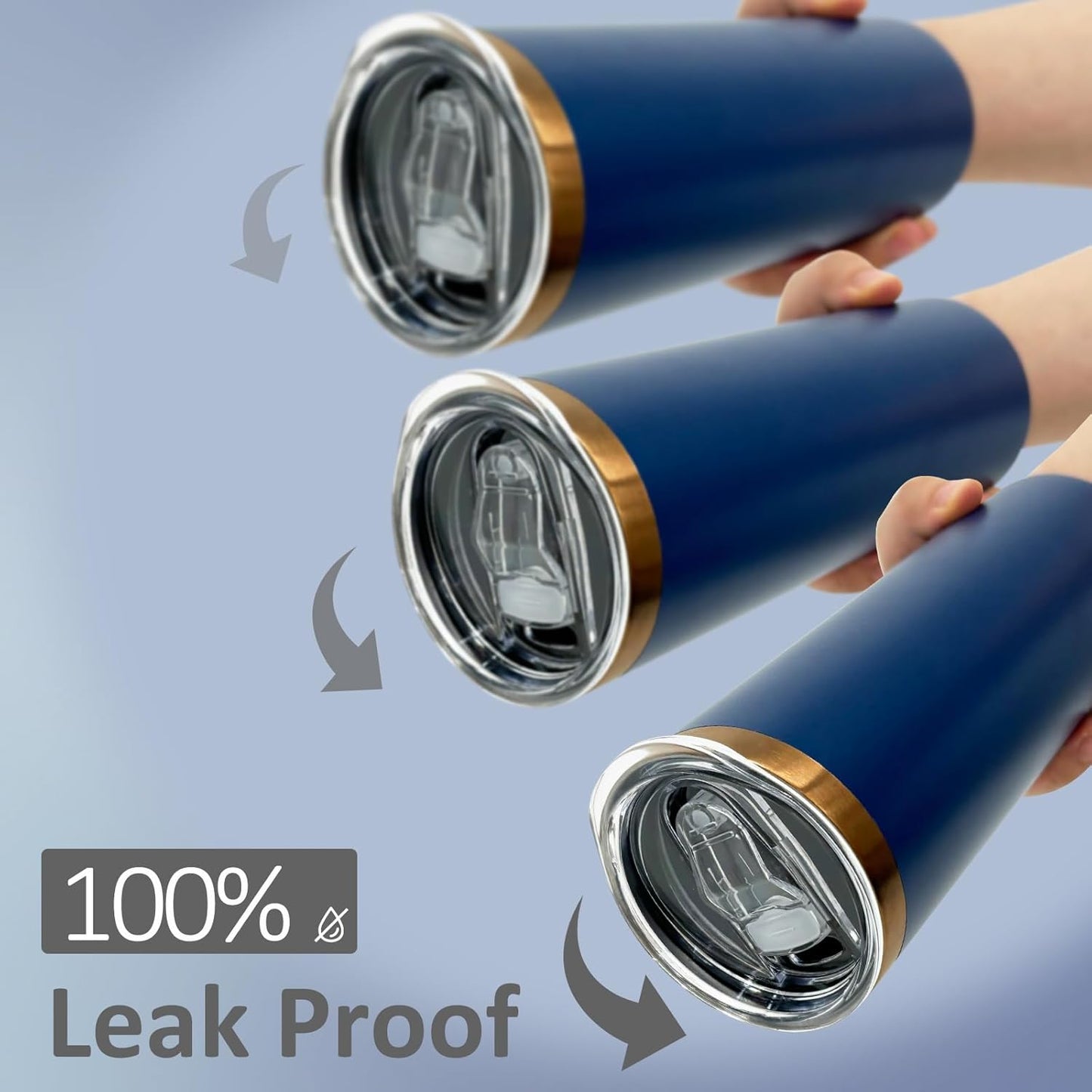 20 oz Skinny Tumblers Bulk, Stainless Steel Insulated Tumbler with Lids and Straws, Slim Double Wall Powder Coated Travel Coffee Mugs, Reusable Cup for Hot and Cold Drinks (Navy,1 pack)