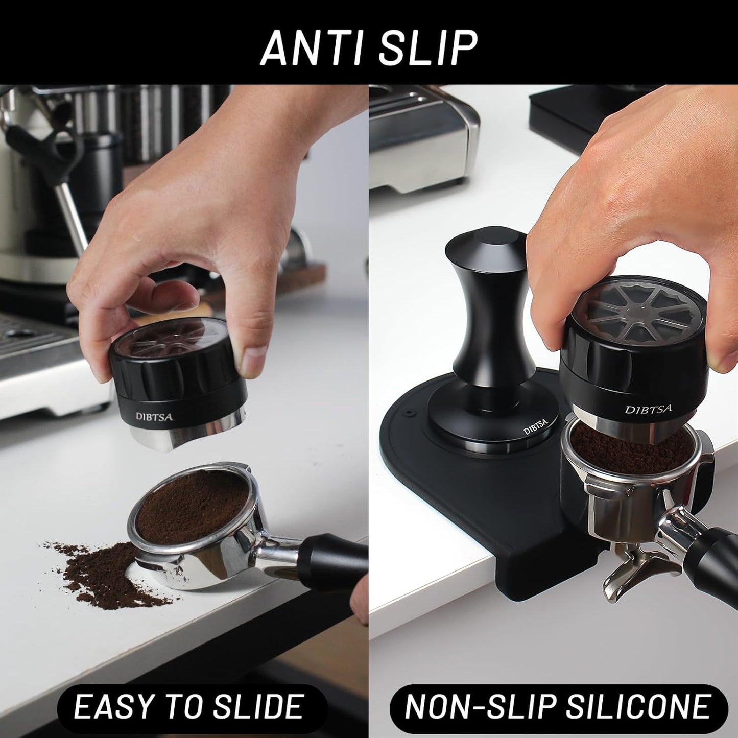 Espresso Tamping Mat, Silicone Coffee Tamper Mat with Corner Edge Tamp Support Station for Countertop, Barista Tools, Espresso Accessories, Small, Black