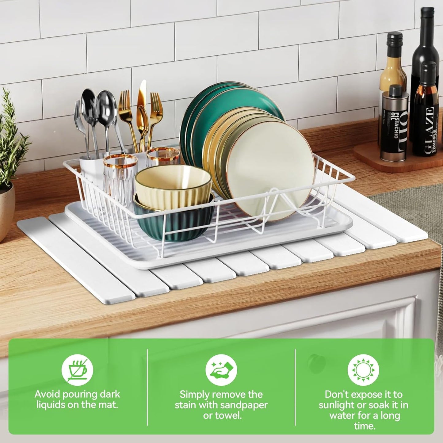 Large Stone Drying Mat for Kitchen Counter, Collapsible Quick Dry Stone Bath Mats for Bathroom, Ultra Absorbent Diatomaceous Earth Dish Stone Mat for Dishes Cups Cookware Countertop, 23.23'' x 15.4''