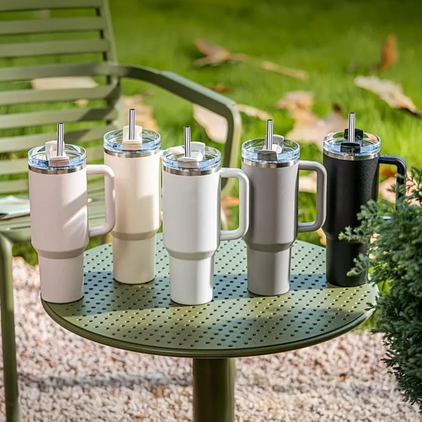 Stainless Steel Straw Replacement for Stanley 40 oz 30 oz,6 PCS Straight Reusable Metal Straws with Cleaning Brush, Compatible for 40oz Stanley Cup Tumbler