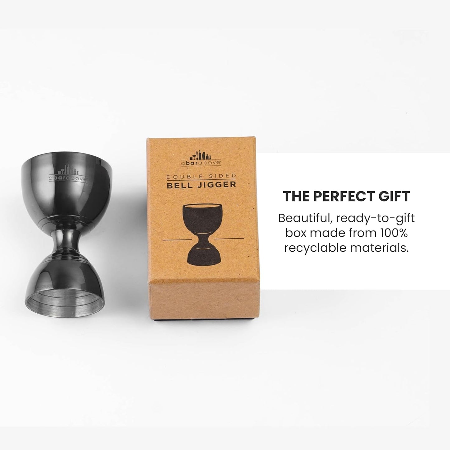 A Bar Above Premium Bell Jigger, 304 Stainless Steel Double Cocktail Jigger with 10 Internal Measurements, Heavy Duty Professional Bar Tool for Bartending, Stainless Finish, Ergonomic Design, 1 Pack