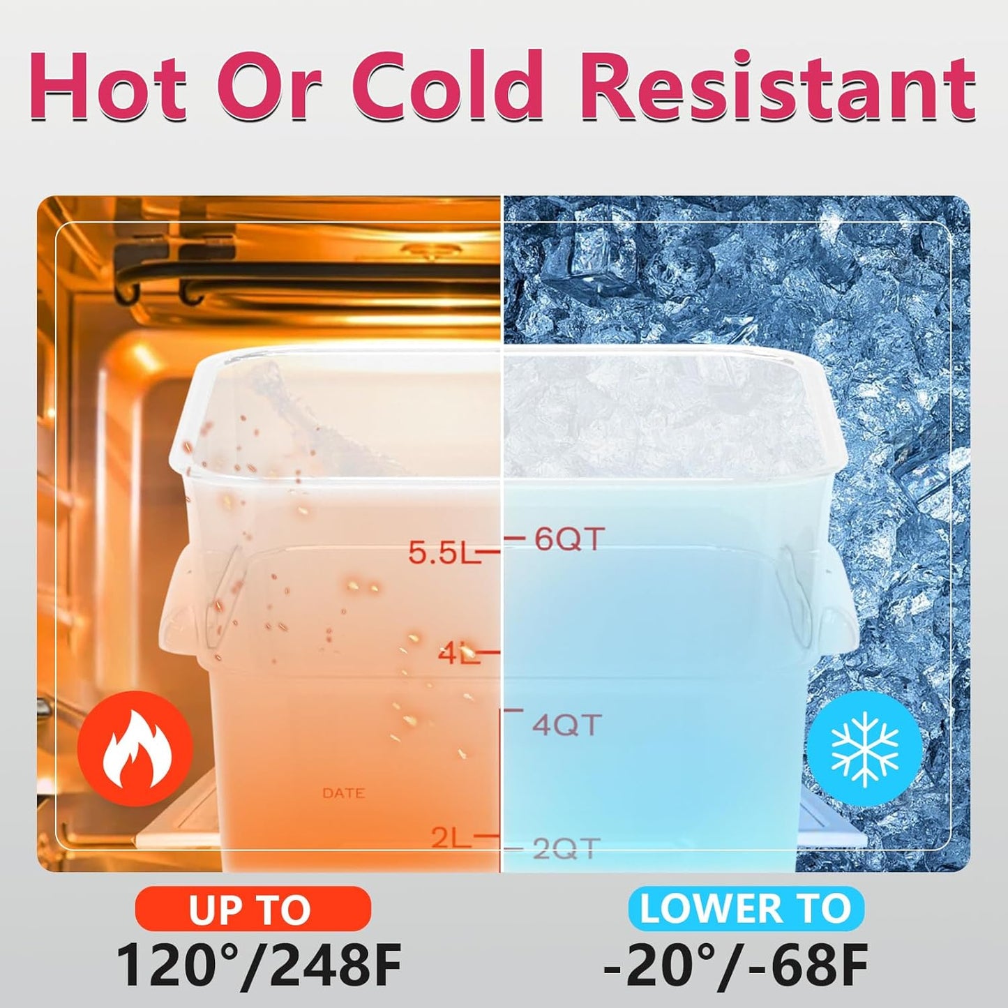 6 Pack 6 Quart Square Clear Food Storage Containers with Lids Cereal Containers Storage Airtight Food Storage Containers for Restaurant Kitchen Home