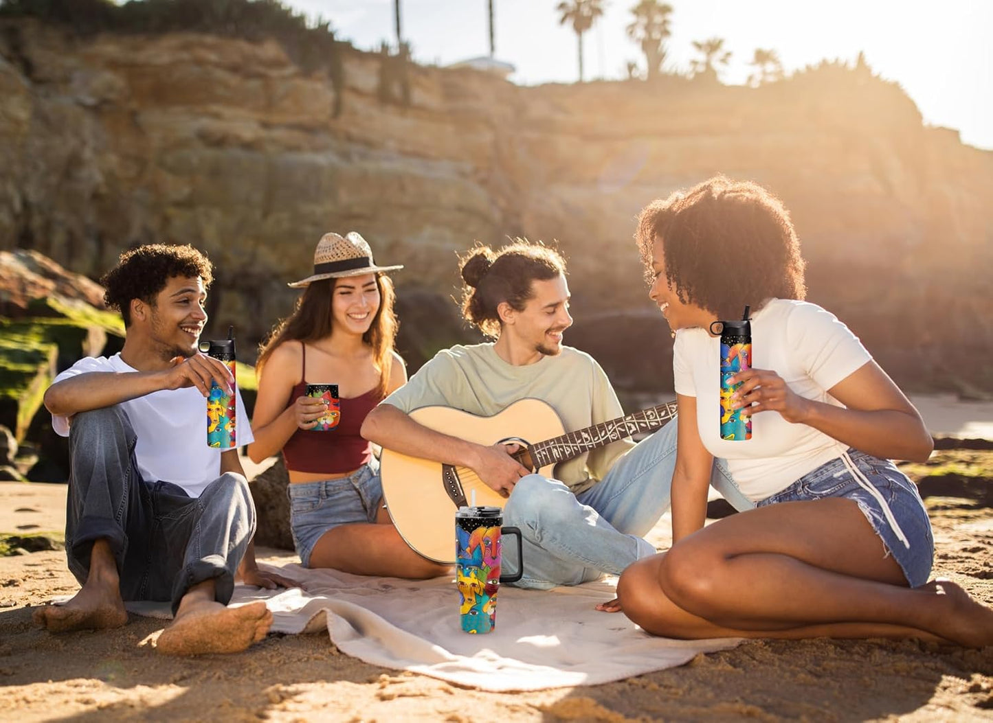 RainCaper 18/8 Stainless Steel Insulated Water Tumbler with Straw | 30oz, BPA-Free, Double Wall for Hot & Cold | Travel-Friendly, Cup Holder Ready (Laurel Burch Dog)