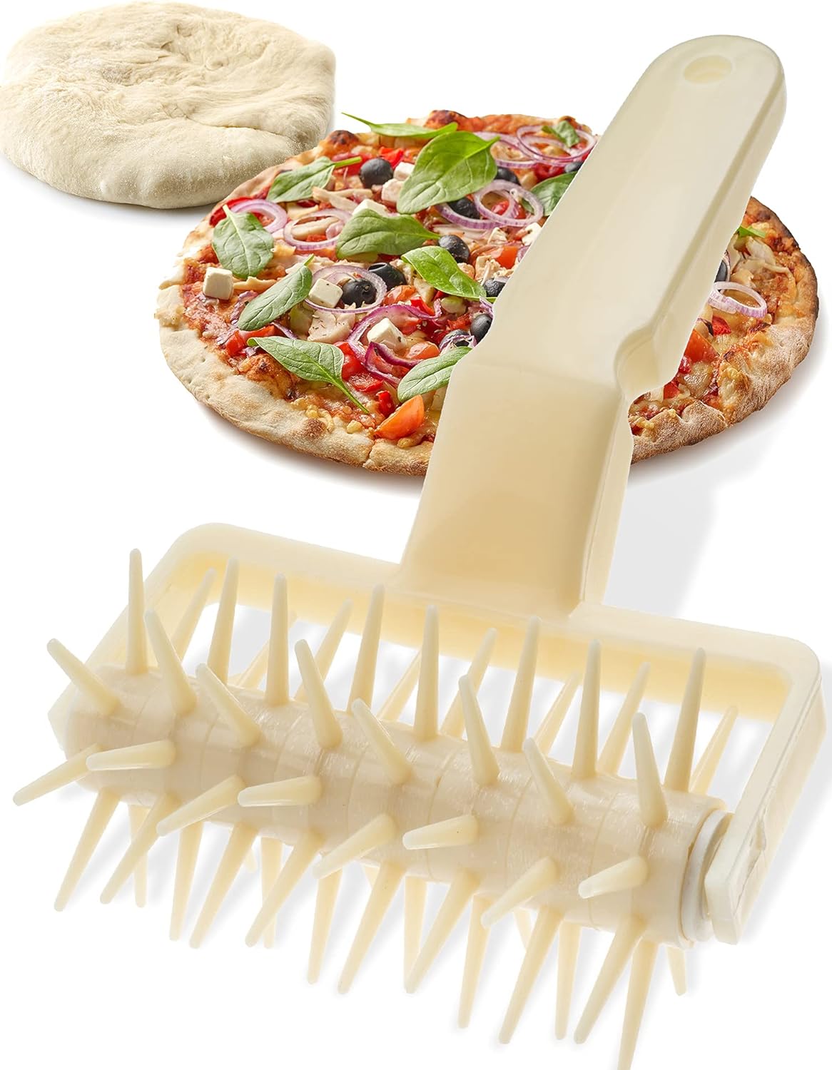 Orblue Pizza Dough Docker, Pizza Roller with Spikes, Pizza Docking Tool for Home & Commercial Kitchen - Pizza Oven Accessories that Prevent Dough from Blistering