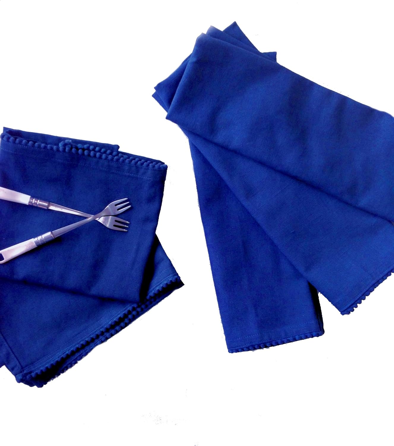 TARAN LIVING Kitchen Towels 100% Cotton Solid Kitchen Dish Cloths Hand Towel Reusuable Dish Towel for Cleaning & Drying Tea Towels Set with Hanging Loop - 18"x28" -Blue, Pack of 6