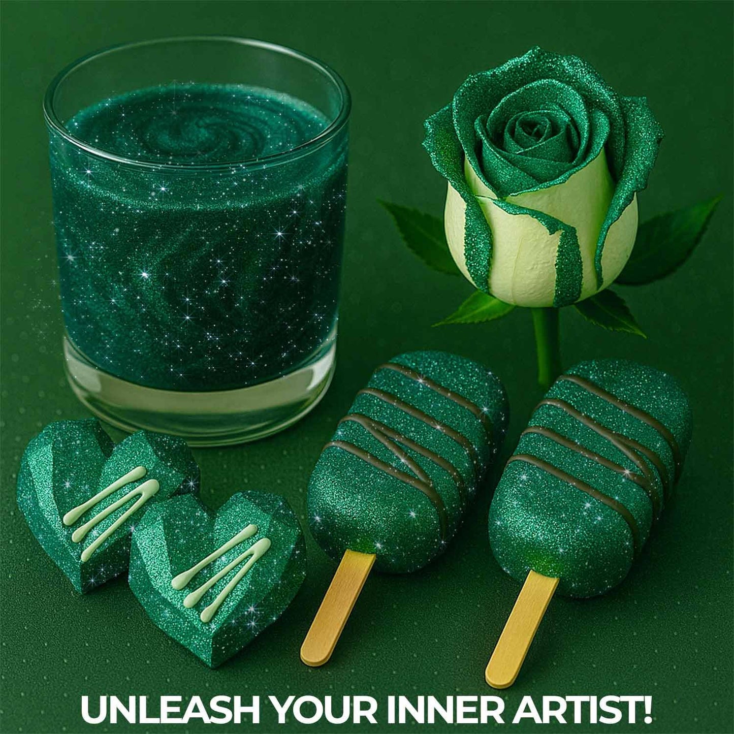 Bulk 20g Dark Green Edible Glitter for Drinks | Premium Edible Glitter for Cakes, Cocktails, Dark Green Cake Decorating Decorations Food Grade, Vegan, Kosher, Halal, Gluten Free - Made in USA