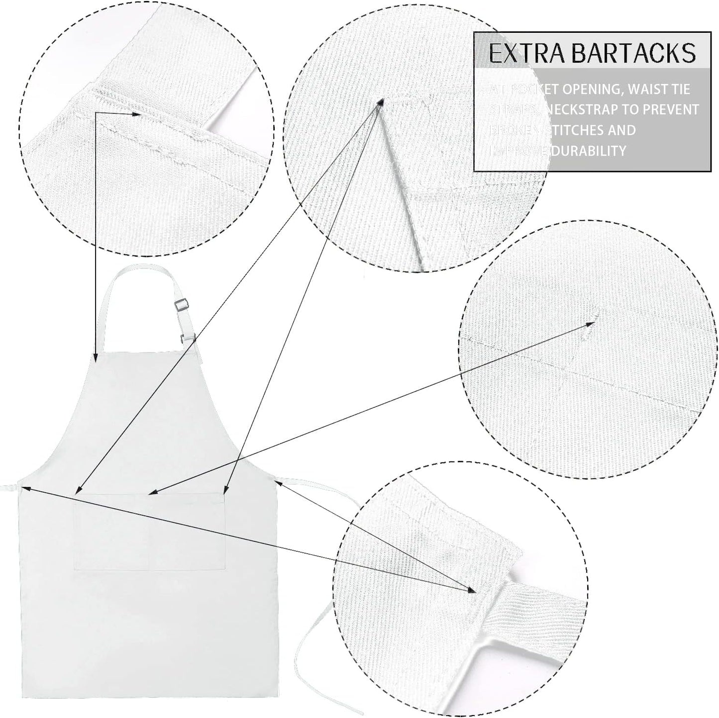 Cotton Blend Waterproof Apron With 2 Pockets for Women Men - Cooking Kitchen Chef Arpon BBQ Work Painting - (1 Pack)