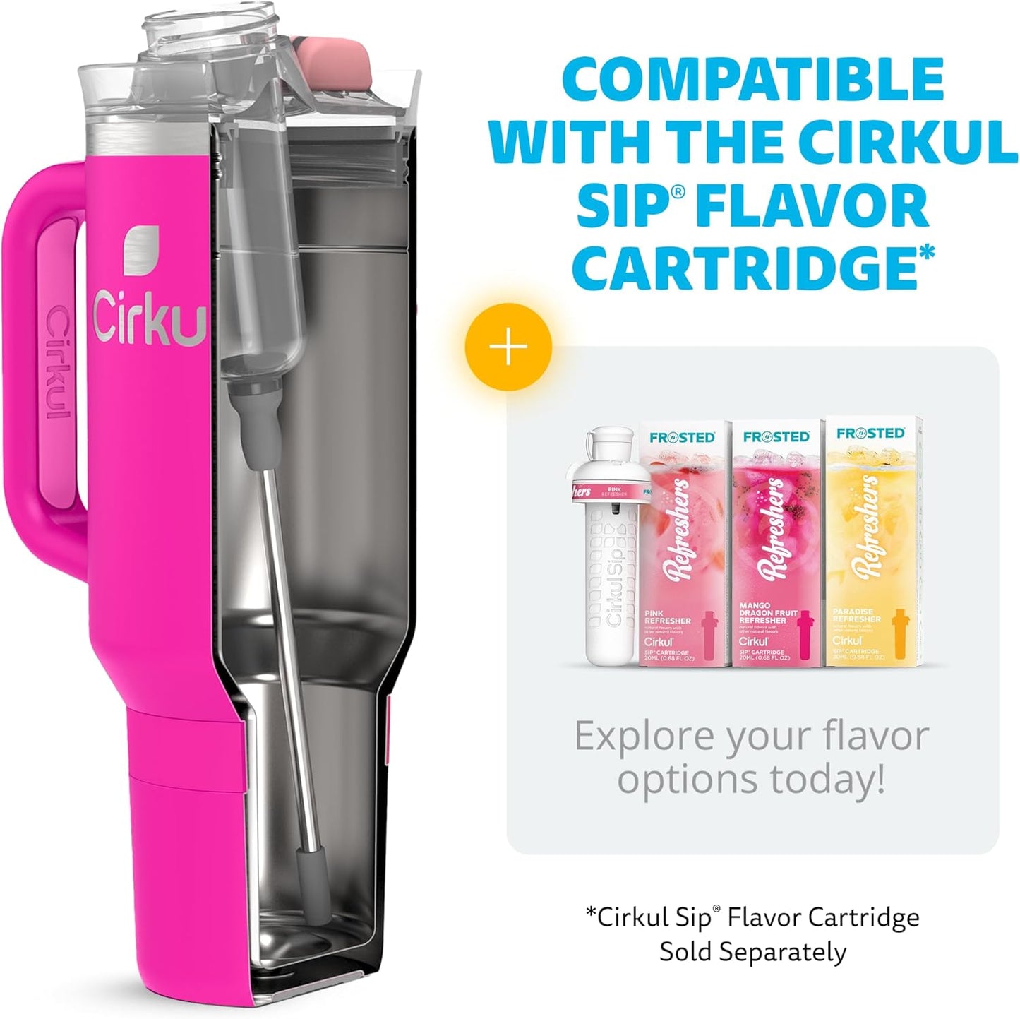 Cirkul 40oz. Brink Stainless Steel Tumbler with Handle, All-Day StrawSip™, Double-Wall Insulated