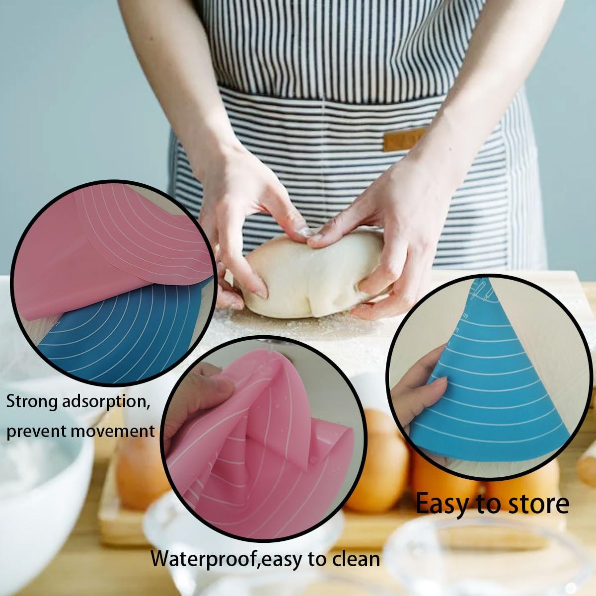 Round Baking Mat, Cake Turntable Mat, Cake Mat Round Silicone Baking Mat, 12 In Pink Cakes Pastry Mat for CakeTurntable Bracket