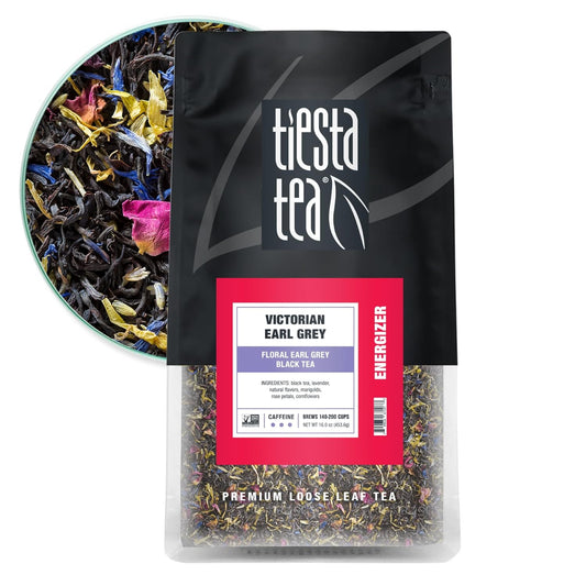 Tiesta Tea - Victorian Earl Grey, Loose Leaf, Floral Earl Grey Black Tea, Premium Blend, High Caffeinated Black, Make Hot or Iced Brews Up to 200 Cups, 16oz Resealable Bulk Pouch