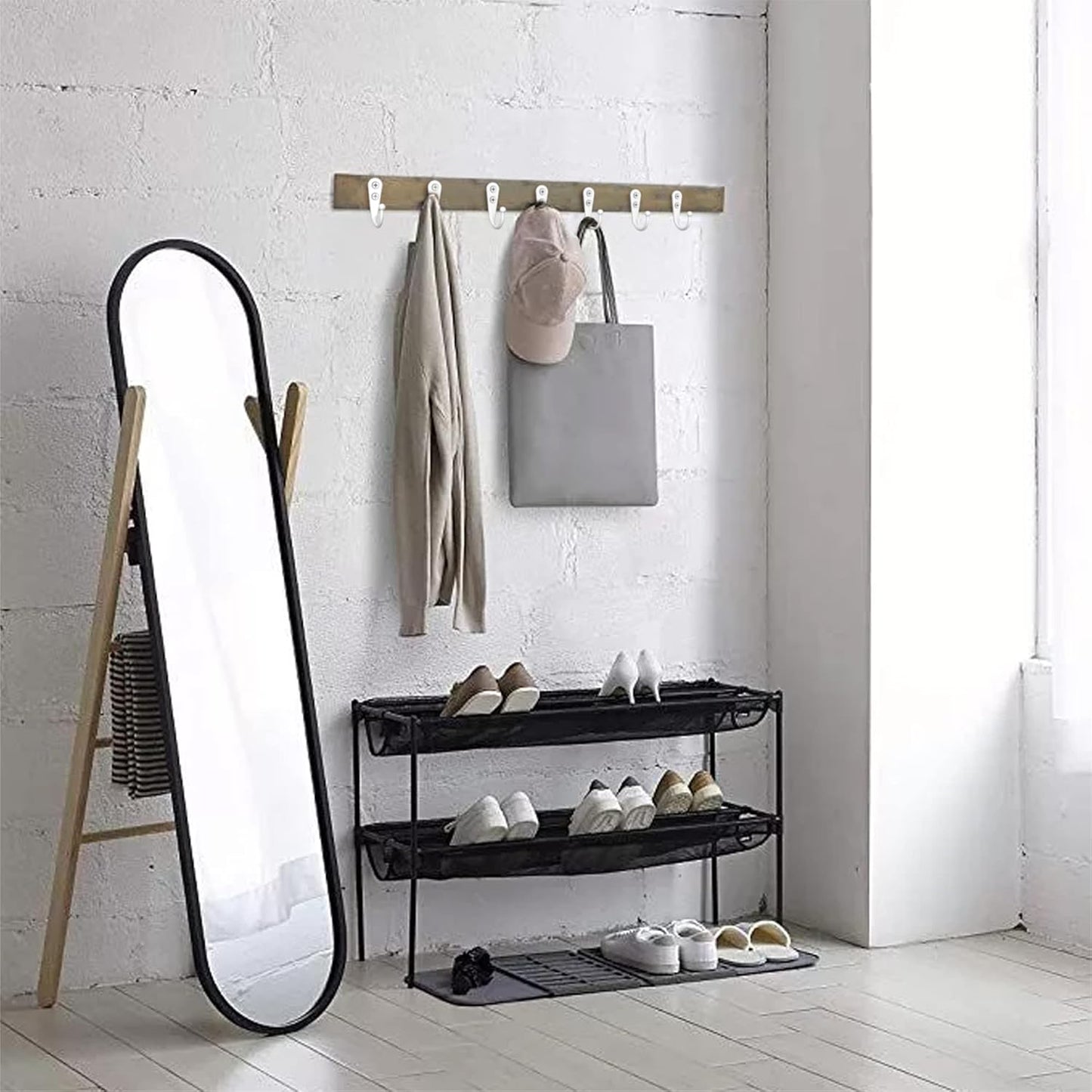 15-Pack Coat Hooks with 30 Screws | Heavy Duty Wall Mounted Hooks for Robe, Backpack, Keys & Entryway Storage | Multi-Use Hanging Hardware (White)