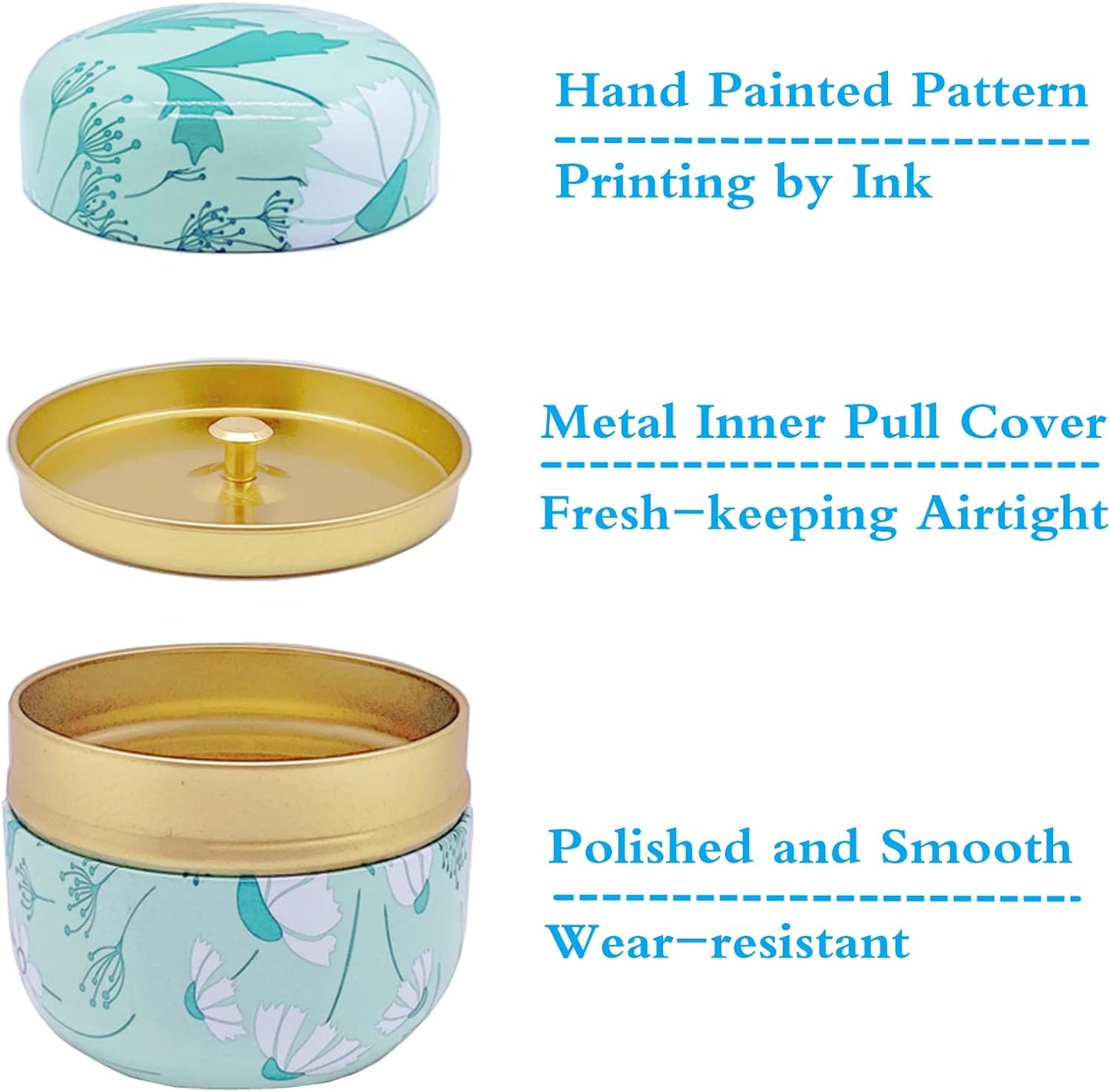 HAN SHENG 6 Pcs Airtight Tea Storage Tins 10 OZ, Food Storage Containers for Coffee Beans, Spices, Sugar