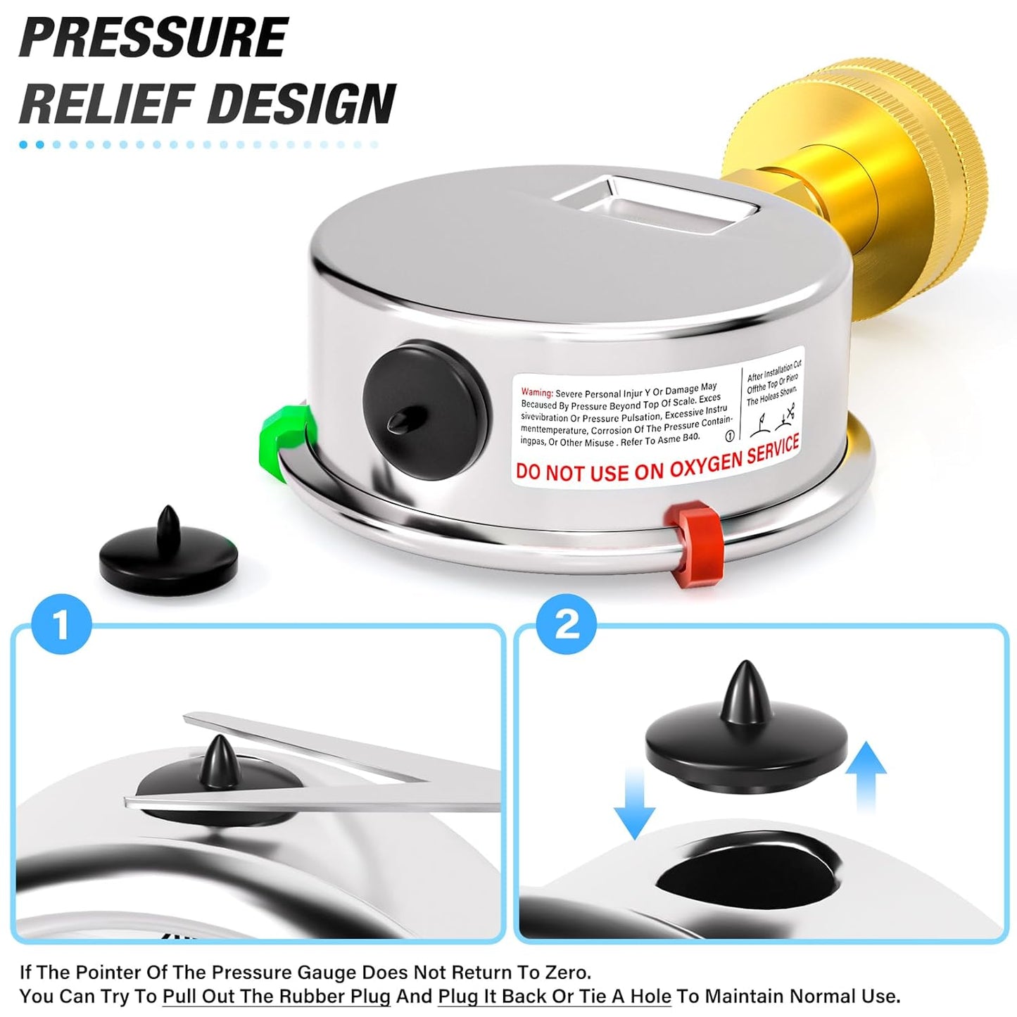MEANLIN MEASURE 0~100Psi Stainless Steel Frame 3/4" Female 2.5" FACE DIAL Liquid Filled Pressure Gauge WOG Water Oil Air Water Pressure Test Table with Sealing Ring (with 2PCS Snaps)