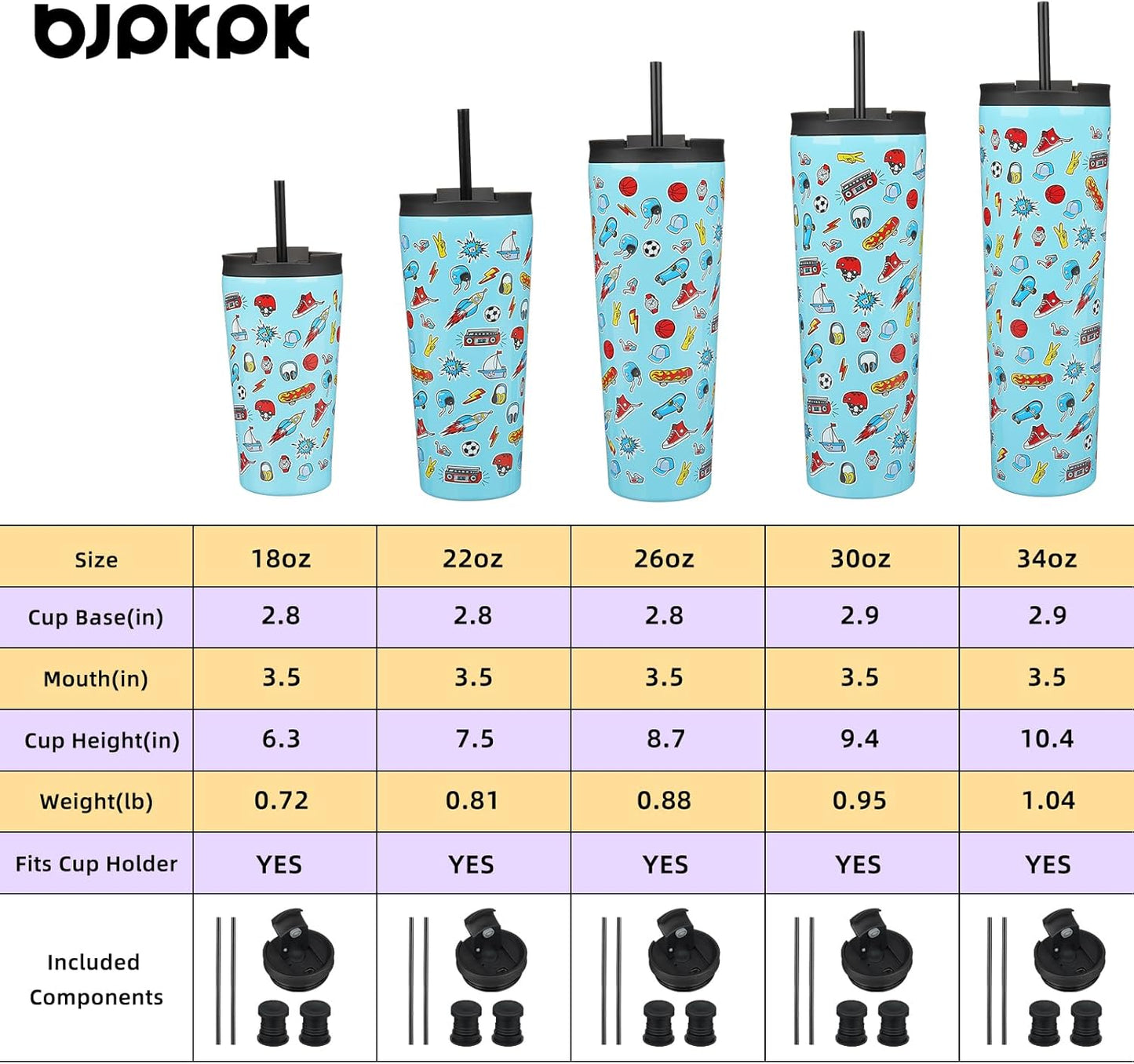 BJPKPK 26oz Insulated Tumbler With lid And Straw Stainless Steel Tumblers Travel Coffee Mug Reusable Thermal Cup,Playground