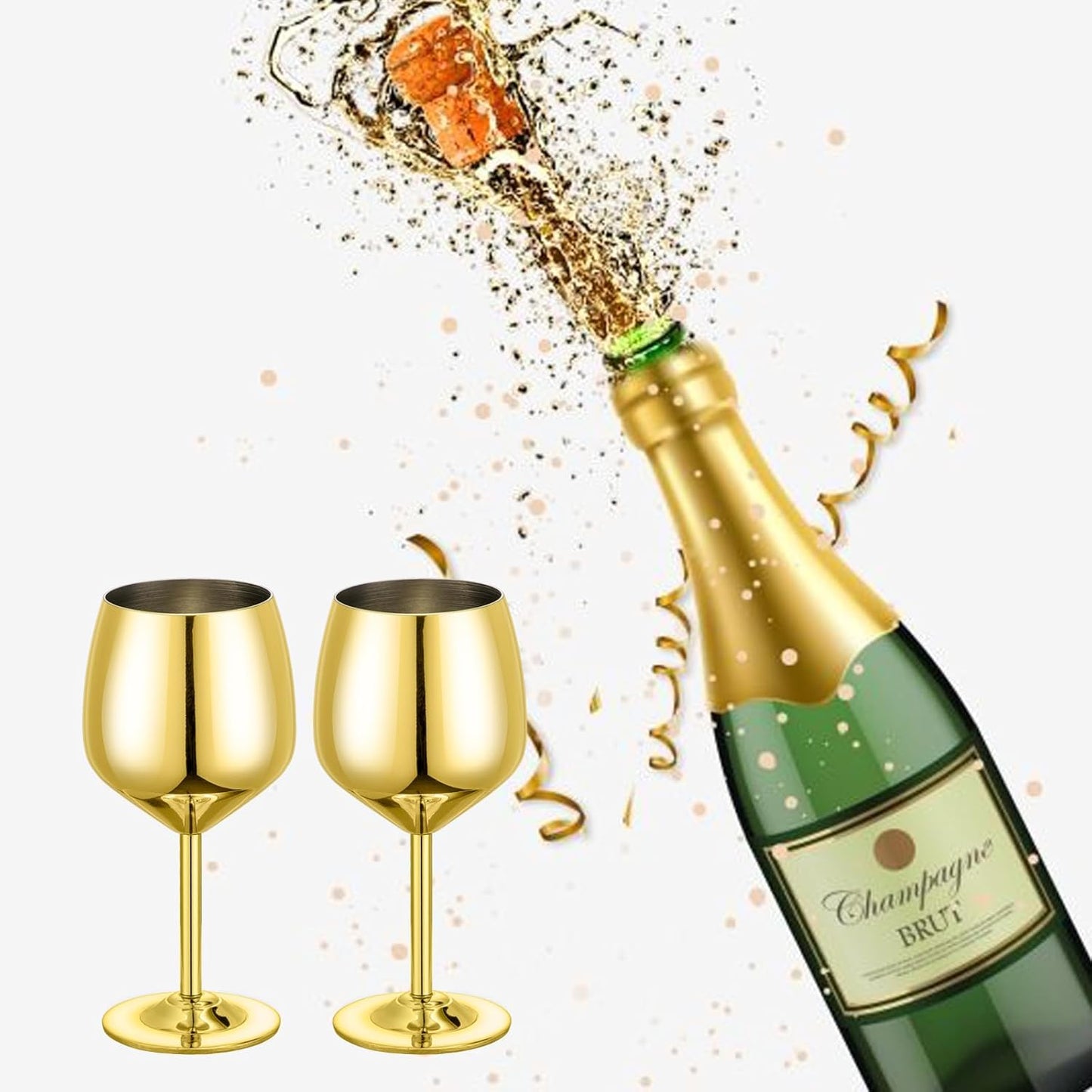 Shot Glasses, 2 oz Shot Glass Set, Stainless Steel Shot Glasses, Mini Wine Glass Perfect for Tasting Brandy,Suitable for party supplies, bar tools, gifts(set of 2) (Gold)