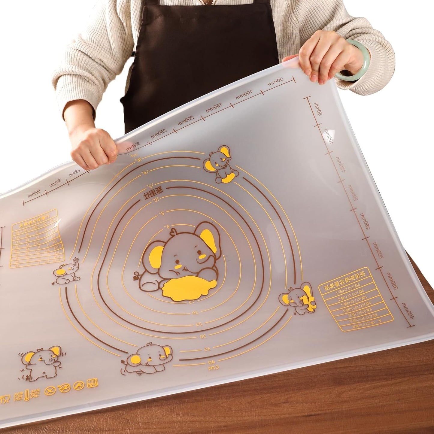 Dough Mat for Counter, 27.6x19.7 Inch Large Silicone Baking Pastry Mats for Rolling Dough, Thickened Non-Slip Non-Stick Heat Resistant Fondant Pizza Cookies Mat, with Measurements