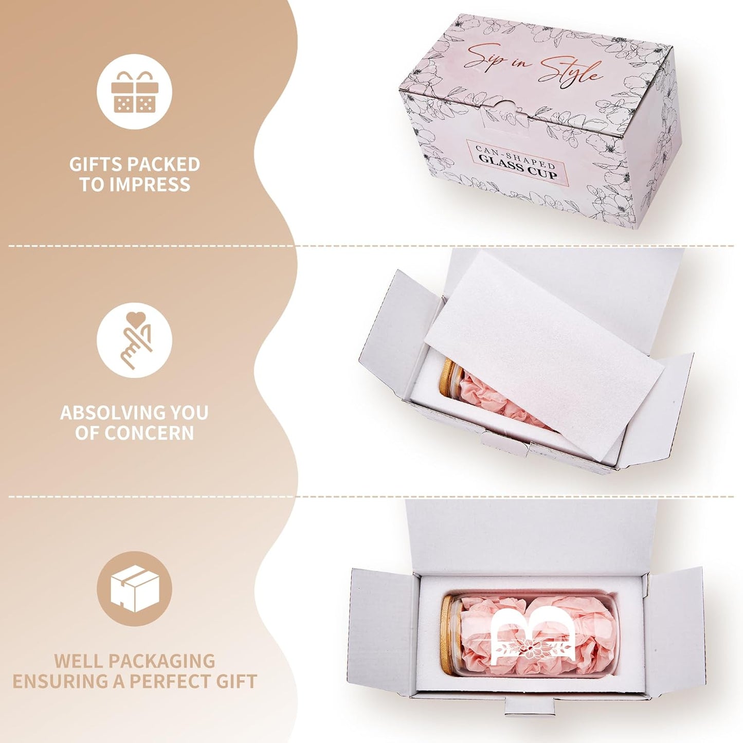 Personalized Gifts for Women, Monogrammed Glass Cups with Lids and Straws, Custom Tumbler, Cute Customized Mug, Aesthetic Stuff, Initial Iced Coffee Cup, Drinking Glasses, Birthday Teacher Gifts, N