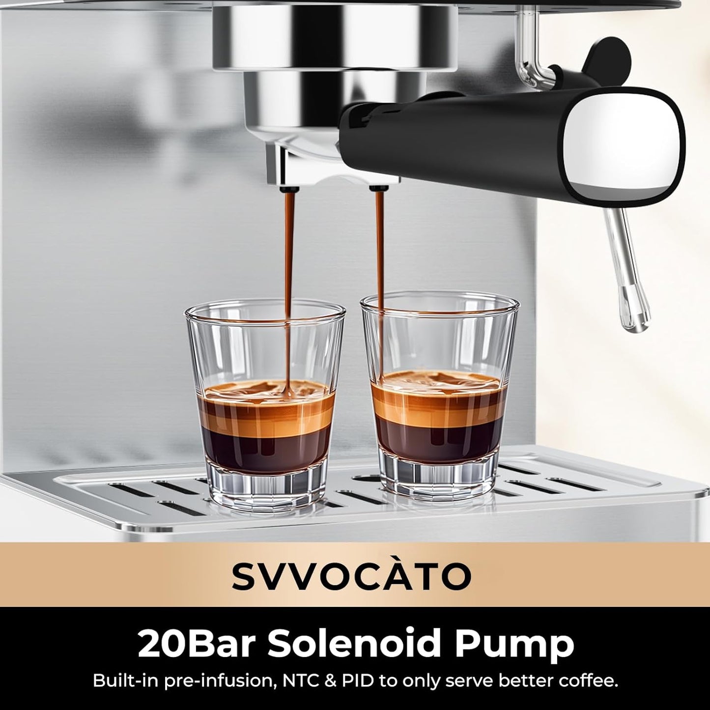 CHULUX Svvocàto Hot & Cool Espresso Machine, 20 Bar Italian Pump, Professional Coffee Machine for Home Latte Cappuccino Espresso Maker, Full Color Touch Panel