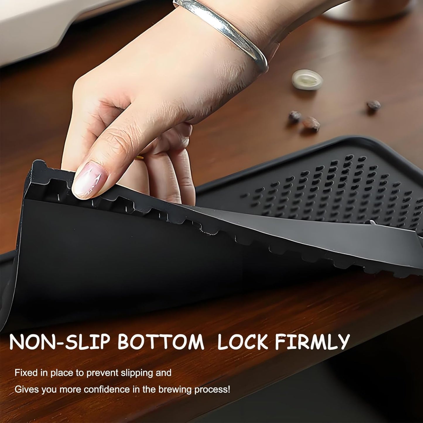 Espresso Tamping Mat – Food Grade Silicone Coffee Tamper Pad with Portafilter Slots, Heat Resistant, Anti-Slip, Waterproof Tamping Station for Baristas