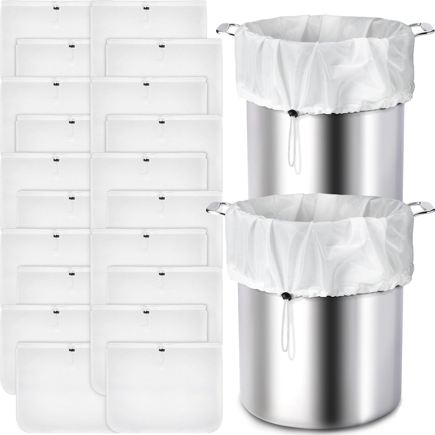 Chumia 20 Pack Brew Bags Reusable Extra Large 26 x 22'' Fine Mesh Strainer Cold Brew Filters Drawstring Cheese Cloth Straining Bags Wine Making Supplies for Fruit Cider Beer